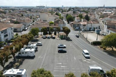 Vue aérienne de la place du Champ de Foire