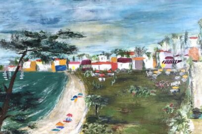 Représentation picturale d'une vue de bord de mer - Agrandir l'image, fenêtre modale