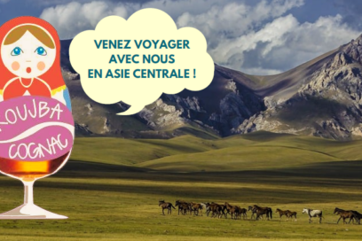 Logo de l'association Droujba sur une fond de paysage - Agrandir l'image, fenêtre modale